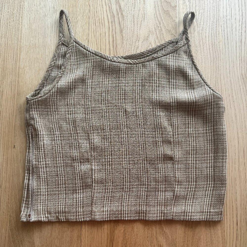 Cutest vintage tan/brown check tank top